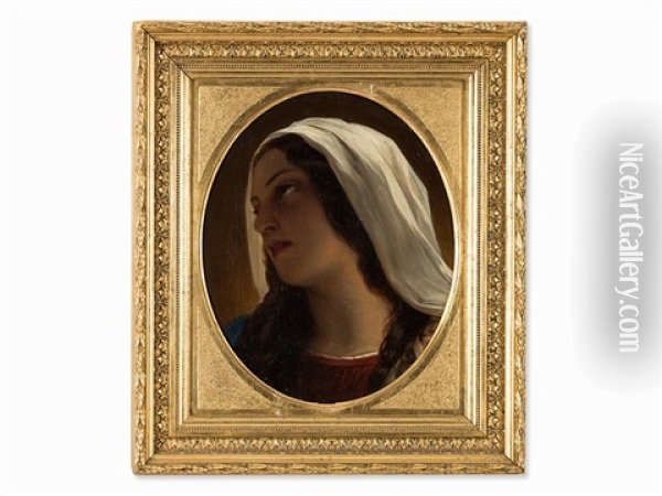 Portrait Of The Madonna Oil Painting - Albert Anton Graefle