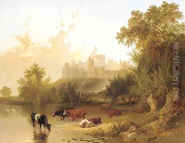 Windsor Castle from the Thames Oil Painting - Henry John Boddington