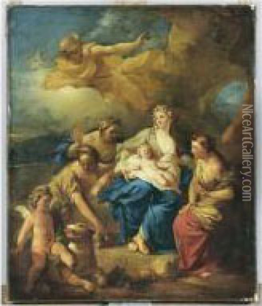 Mercure Confie Bacchus Aux Nymphes De L'ile De Naxos Oil Painting - Pierre-Jacques Cazes