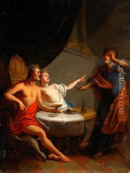 Philemon Och Baucis Inbjuder Jupiter Oil Painting - Jean Francois de Troy