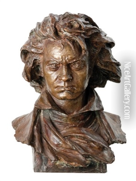 Bust Of Beethoven Oil Painting - Leopold Bernhard Bernstamm