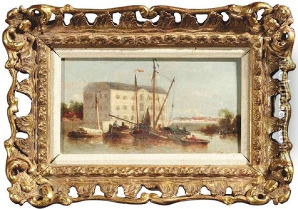 Segelboote An Einer Kaimauer (+ Segelboote Am Strand; Pair) Oil Painting - Francois-Etienne Musin