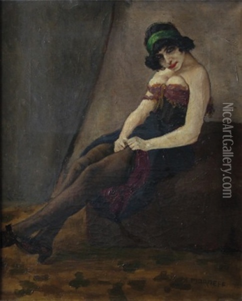 Jeune Femme Assise Oil Painting - Ernest Marneffe
