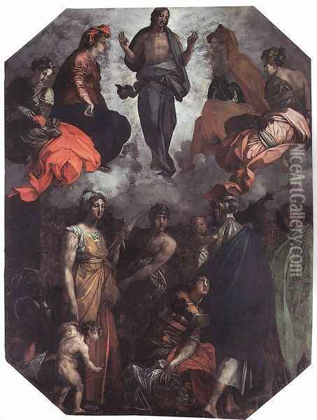 Risen Christ Oil Painting - Rosso Fiorentino (Giovan Battista di Jacopo)