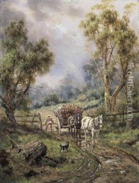 Closing The Gate Oil Painting - James Alfred Turner