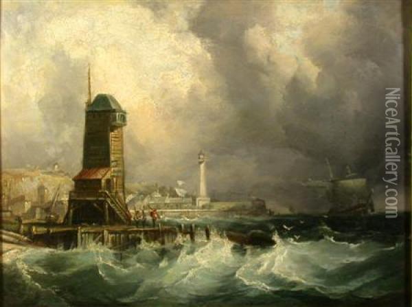 Entering Harbour During The Storm Oil Painting - William Clarkson Stanfield
