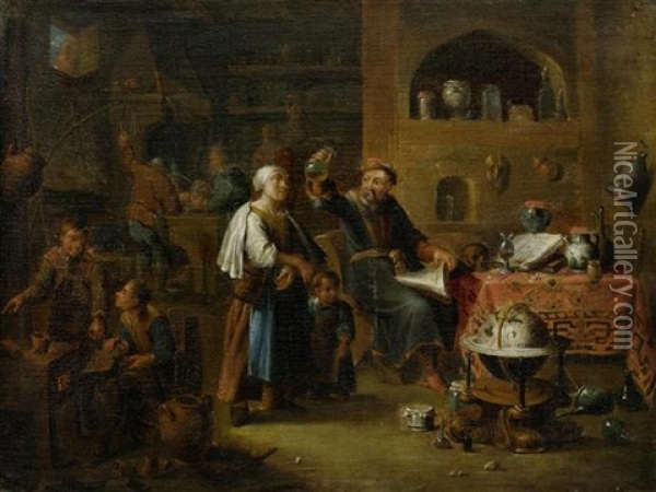Interieur Mit Alchemisten Oil Painting - Gerard Thomas