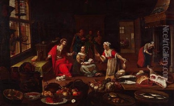 Christus Im Hause Der Martha Oil Painting - Georg Friedrich Stettner