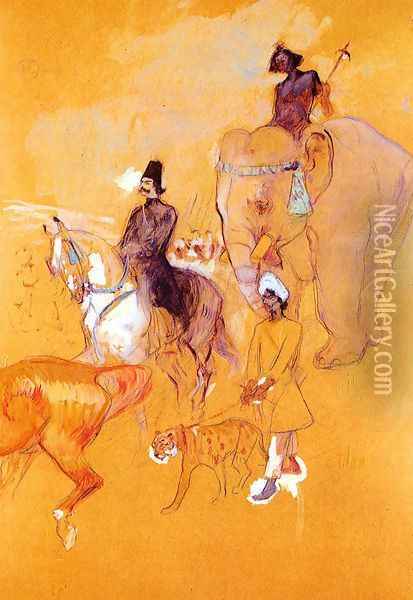 The Procession of the Raja Oil Painting - Henri De Toulouse-Lautrec