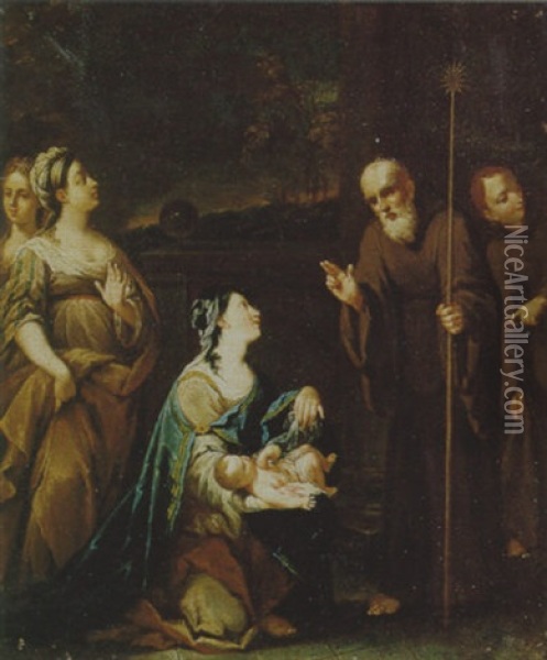 San Francesco Di Paola Benedice Un Bambino Oil Painting - Giuseppe Maria Crespi