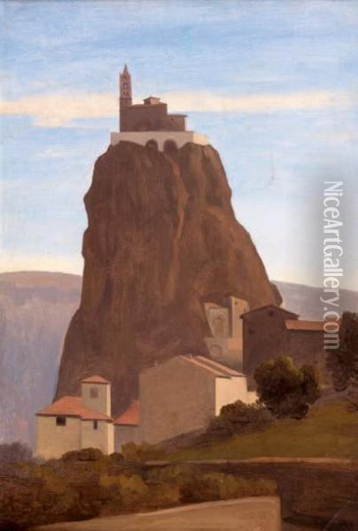 Vue De La Chapelle Saint-michel D'aiguille Au Puy-en-velay Oil Painting - Emile Loubon