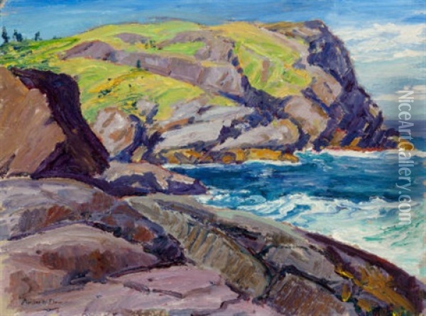 A Maine Headland (rocky Coast) Oil Painting - Arthur Wesley Dow