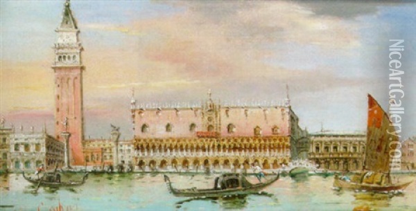 St. Mark's Square And The Doges' Palace, Venice Oil Painting - Marco Grubas