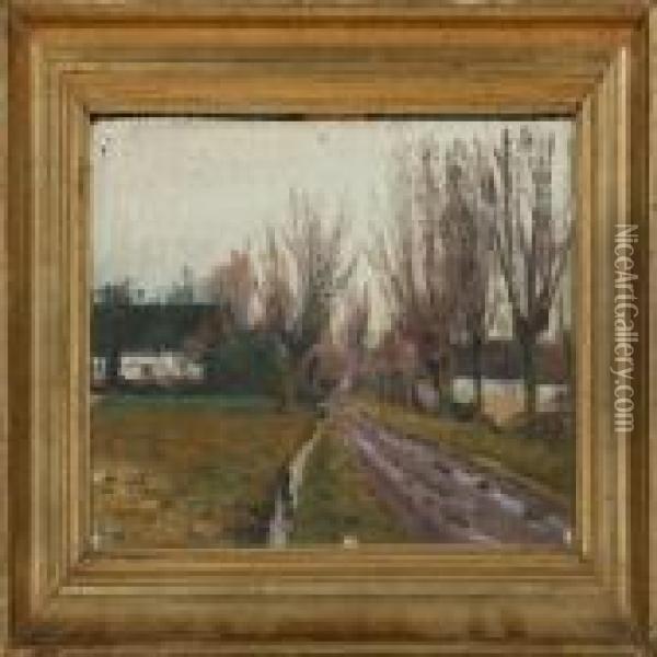 A Village Road Oil Painting - Albert Gottschalk