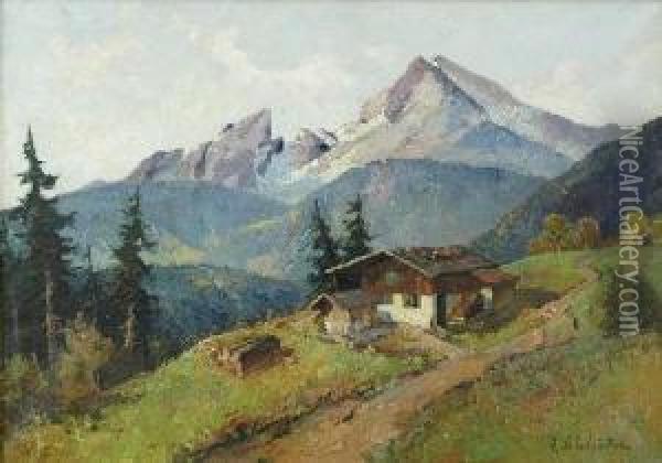 Pejzaz Alpejski Oil Painting - C. Schluter