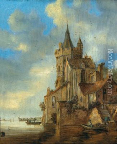 Paesaggio Fluviale Con Fortezza Oil Painting - Pieter de Neyn