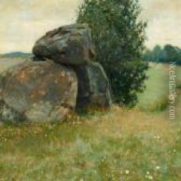 With A Cromlech Oil Painting - Hans Anderson Brendekilde
