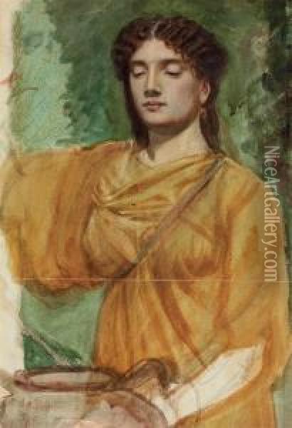 Study For A Neo-classical Figure, With Right Arm Raised Oil Painting - Sir Edward John Poynter