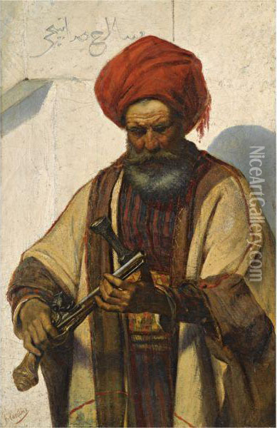 A Sanhagiah Warrior Oil Painting - Giulio Carlini