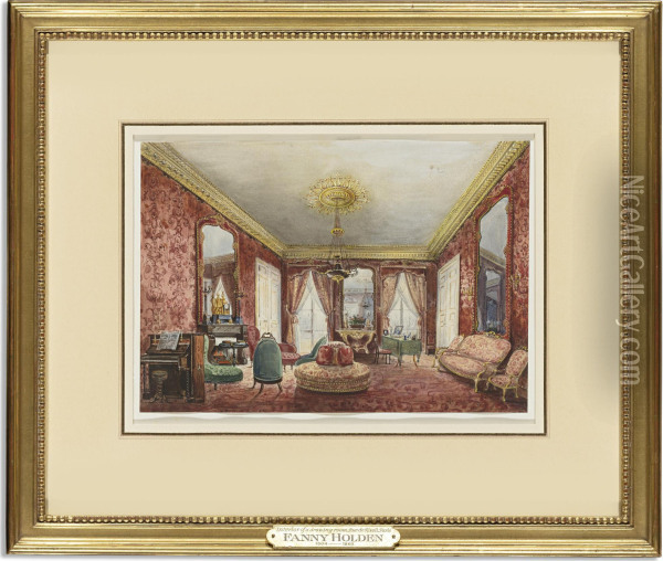 A Drawing Room, Rue De Rivoli, Paris Oil Painting - Fanny Holden