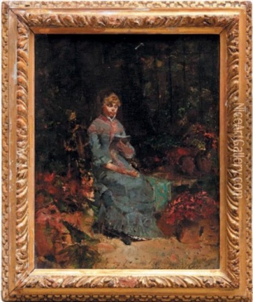 Jeune Fille Lisant Dans Un Jardin Oil Painting - Walter Gay