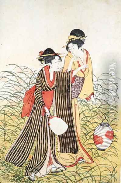 Two Ladies, Edo Period 1603-1868 Oil Painting - Toshusai Sharaku