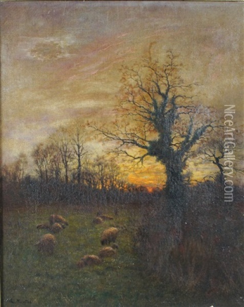 Landskap Med Far Oil Painting - Ludwig Munthe