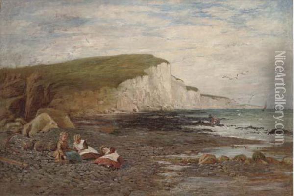 Children On The Beach Oil Painting - William Samuel Jay