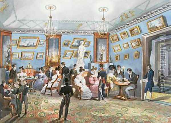 A Society Drawing Room Oil Painting - Karl Ivanovich Kolmann