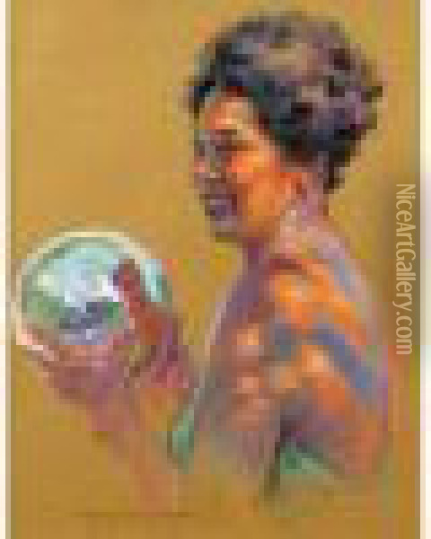 Femme A La Boule De Cristal Oil Painting - Maurice Milliere