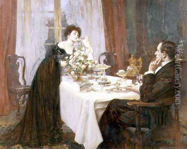 The Anniversary, I love thee to the level of everyday's most quiet need - Elizabeth Barrett Browning, 1909 Oil Painting - Albert Chevallier Tayler