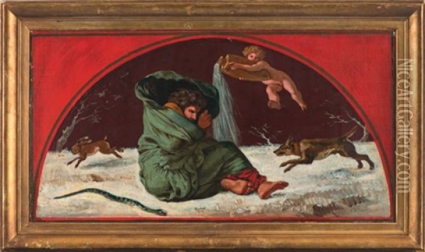 Les Quatre Saisons (4 Works) Oil Painting - Eugene Delacroix