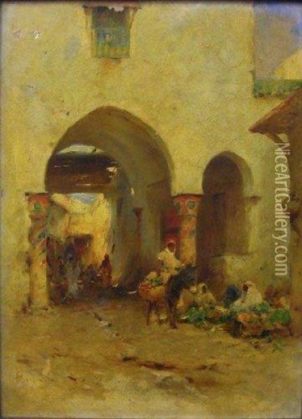 Scene De Rue Au Maghreb Oil Painting - Gustave Nicolas Pinel