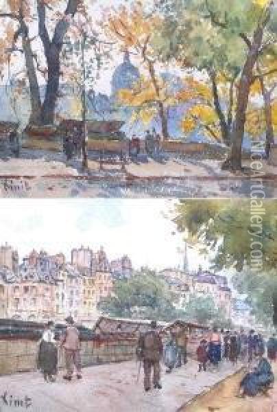Paris, An Der Seine Oil Painting - Charles Leon Vinit