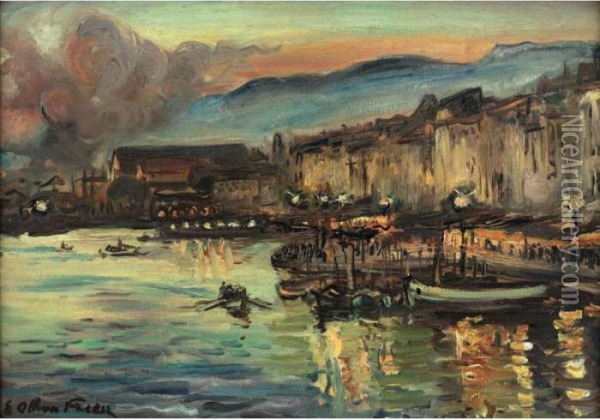 Le Port De Toulon Au Crepuscule Oil Painting - Emile-Othon Friesz