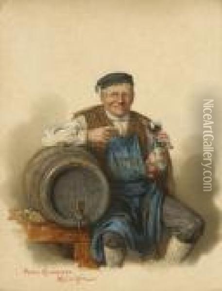 Ein Guter Tropfen -
 Weinprobe. Oil Painting - Peter I Kramer