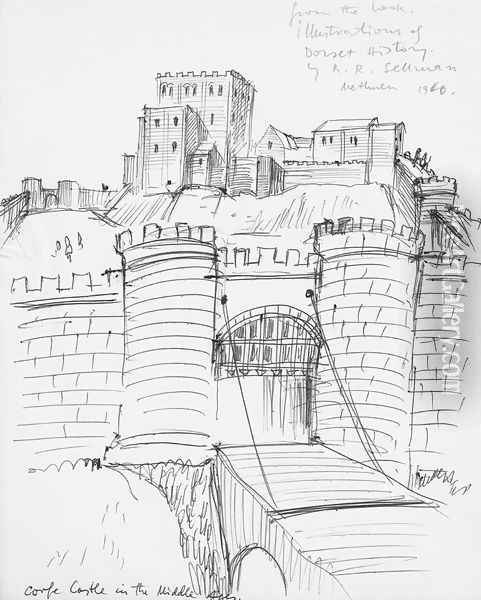 Corfe Castle in the Middle Ages Oil Painting - Jerzy Faczynski