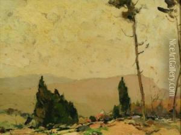 Trees On A Hill Oil Painting - Chauncey Foster Ryder