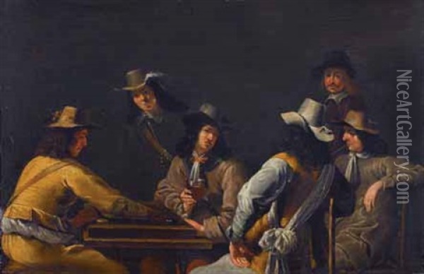 Soldaten Beim Brettspiel (backgammon) Oil Painting - Jan Olis