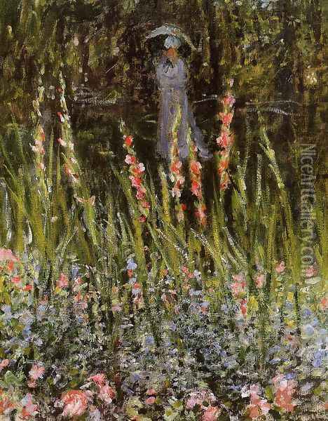 The Garden, Gladioli Oil Painting - Claude Oscar Monet