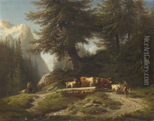 Paysage De Montagne Oil Painting - Francois Diday