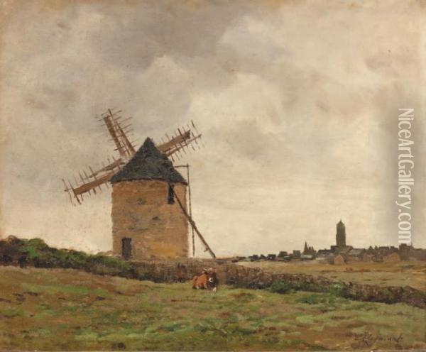 Moulin Dans La Campagne Oil Painting - Emile Cagniart
