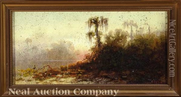 Sunset On The Bayou Oil Painting - Charles H. Chapin