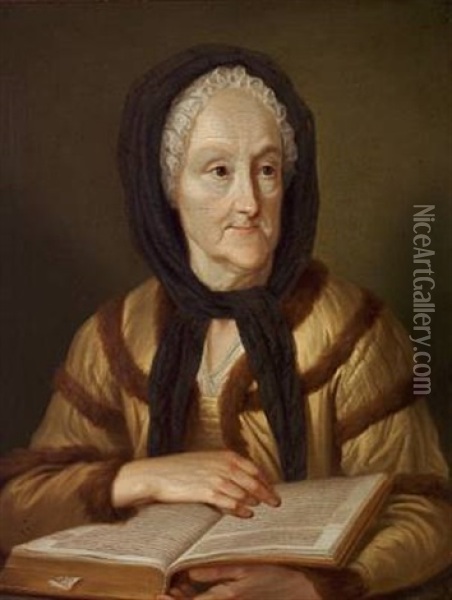 Portrait Of Bolette Catherine Klenow, Nee From Oil Painting - Georg Mathias Fuchs