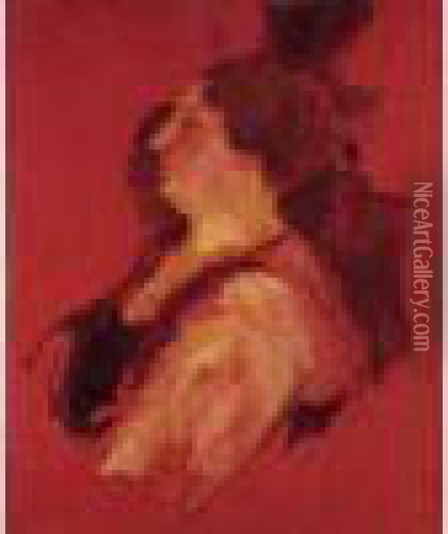Femme En Buste. Oil Painting - Marcel Leprin