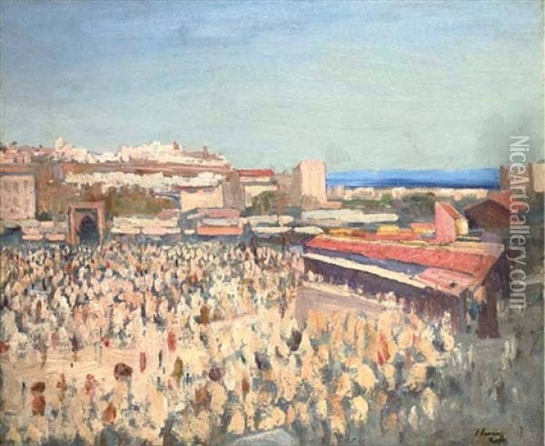 The Market Place, Tangier Oil Painting - John Lavery