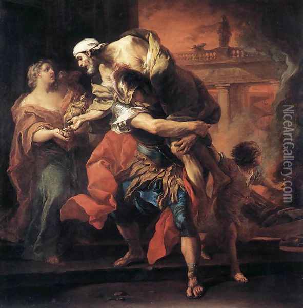 Aeneas Carrying Anchises 1729 Oil Painting - Carle van Loo