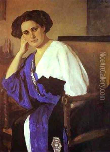 Portrait Of Yelena Balina 1911 Oil Painting - Valentin Aleksandrovich Serov
