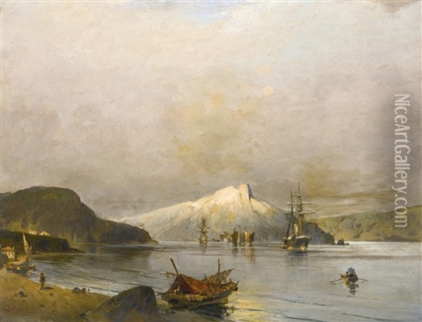 A Coastal Bay Oil Painting - Konstantinos Volanakis