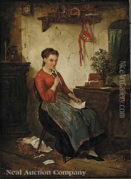 Der Liebesbrief Oil Painting - Friedrich Eduard Meyerheim